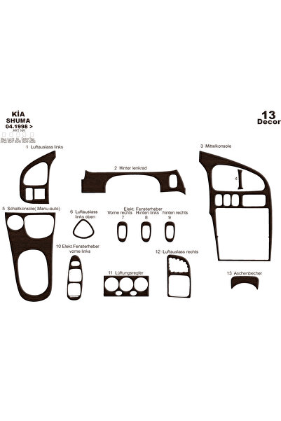 Marscockpitdesign كيا شوما وحدة التحكم-توبوردو 1998 13 قطعة