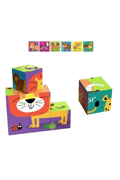 divendi-ro Educational Puzzle 6 in 1, Animals, with 9 pieces, 26x20x7cm, Multicolor