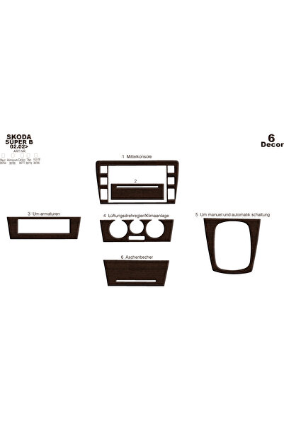 Marscockpitdesign سكودا سوبر بي وحدة التحكم-توبيردو 2002-2007 6 قطع