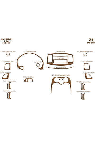 Marscockpitdesign هيونداي أكسنت إيرا وحدة التحكم-توبوردو 2006-2010 21 قطعة
