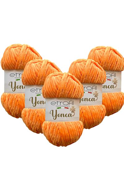 Etrofil Clover Velvet Hand Knitting Yarn 5 Pieces 70290 Light Orange