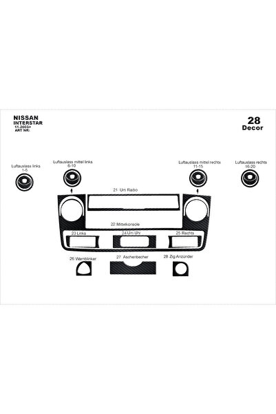 Marscockpitdesign نيسان انترستار كونسول-توربيدو 2003 28 قطعة