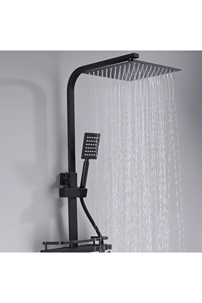 Rain Drop De la Robinetul Meu Coloana de dus, cu 3 functii curgere apa, cu baterie cada si dus, para 25x25 cm, negru mat