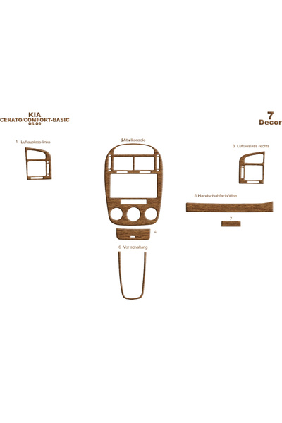 Marscockpitdesign كيا سيراتو سيدان كونسول-توربيدو 2007 7 قطع