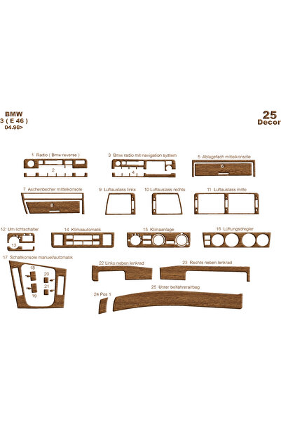 Marscockpitdesign Bmw 3 Series E46 Compatible Console-Torpedo Trim 1998-2004 ...