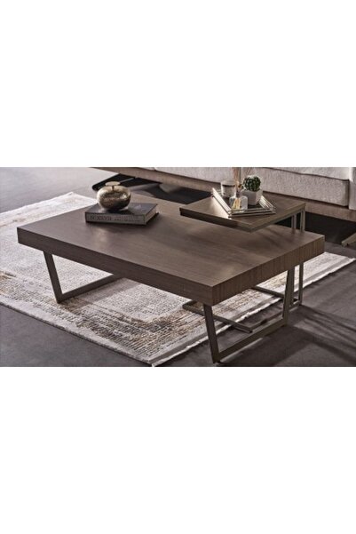 Bellona Masuta de cafea Ravelly, 120x75x40cm/40.4x40.4x49.8cm, culoare Stejar, culoare picior bronz mat