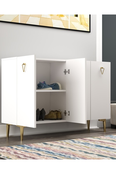 DEMONTE DECOR LEYLADD (KM120) AYAKKABILIK BEYAZ-BEYAZ-ALTIN