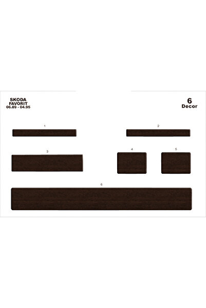 Marscockpitdesign Skoda Favorit Console-Torpedo Trim 1989-1995 6 Pieces