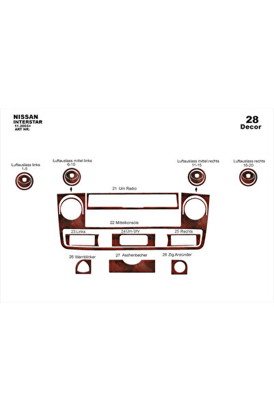 Marscockpitdesign نيسان انترستار كونسول-توربيدو 2003 28 قطعة