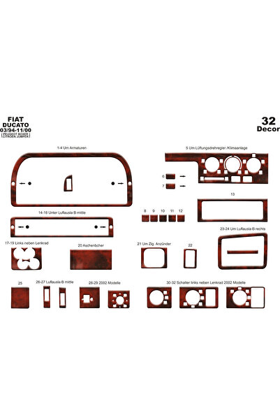 Marscockpitdesign فيات دوكاتو جامبر بوكسر كونسول-توربيدو 1994-1999 32 قطعة