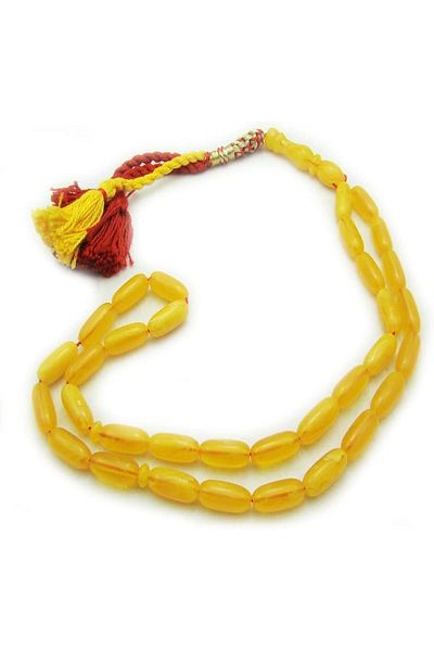 Eagal Amber-colored cylindrical prayer beads (yellow)