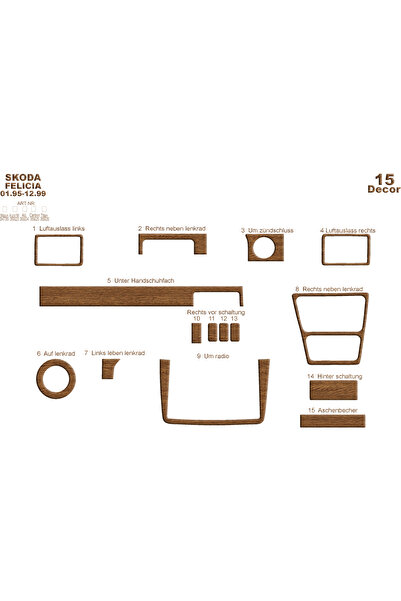 Marscockpitdesign سكودا فيليسيا وحدة التحكم-توبيردو 1995-1999 15 قطعة