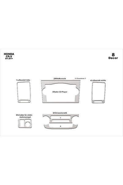 Marscockpitdesign هوندا CR-V 4X4 وحدة التحكم-تغليف التوربو 2007-2013 8 قطع