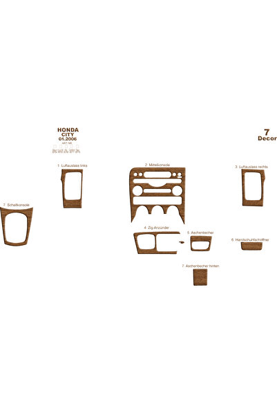 Marscockpitdesign هوندا سيتي كونسول-توربيدو 2006-2010 7 قطع