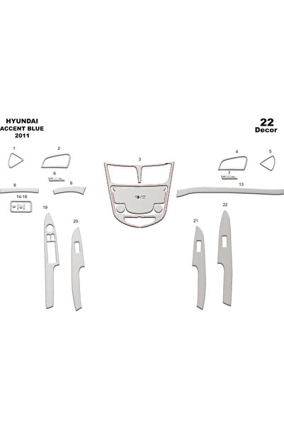 Marscockpitdesign هيونداي أكسنت كونسول أزرق-توربيدو 201 22 قطعة