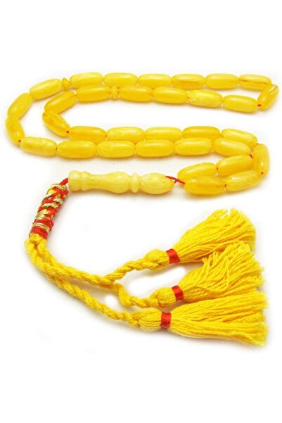 Eagal مسبحة أسطوانية بلون العنبر مع خط أصفر