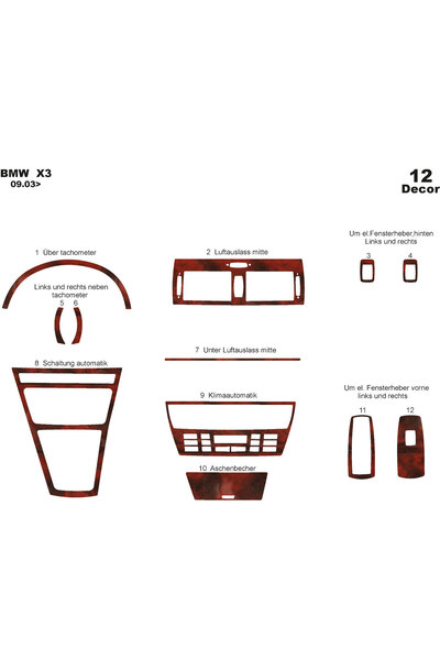 Marscockpitdesign Bmw X3 وحدة التحكم المتوافقة مع توربيدو 2003 12 قطعة