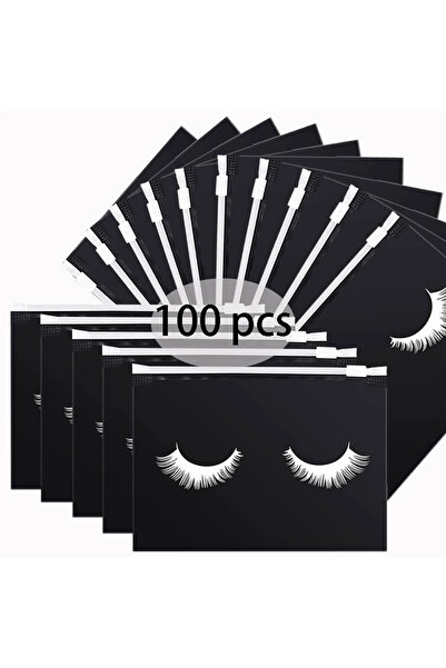 Choice19 ١٠٠ قطعة - أسود - B ٥٠/١٠٠ حقيبة بلاستيكية للعناية بالرموش، حقيبة رموش برباط، حقيبة أدوات تجميل