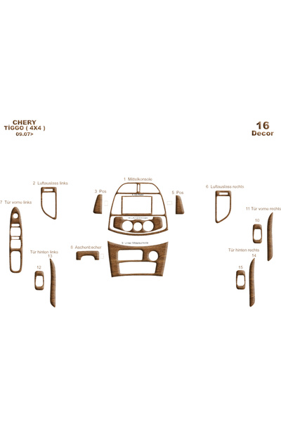 Marscockpitdesign تشيري تيجو 4x4 كونسول-توربيد 2007 16 قطعة