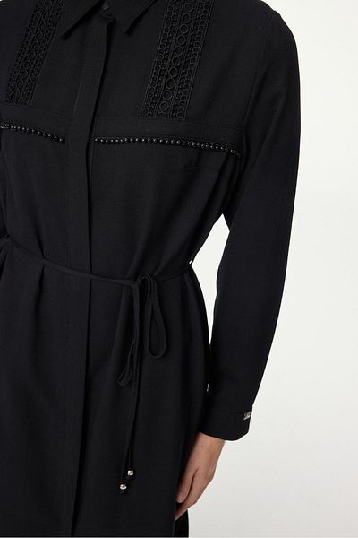 Zühre Black Wear and Remove with Ribbon Processing and Bead Detail Gc-0267