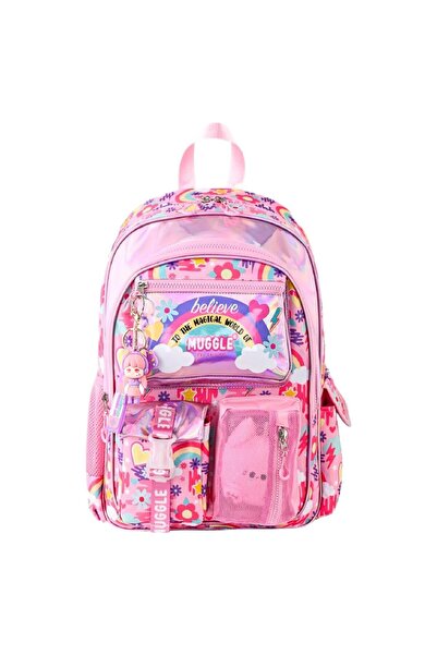 MUGGLE Rucsac Believe Magic cu 3 compartimente roz (MU-5824)