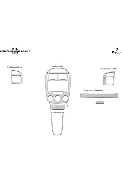 Marscockpitdesign كيا سيراتو سيدان كونسول-توربيدو 2007 7 قطع