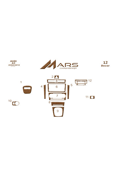 Marscockpitdesign أودي A3 وحدة التحكم-توبيردو 2008-2012 12 قطعة