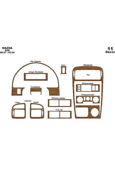 Marscockpitdesign مازدا 626 كونسول-توربيدو 1997-2004 11 قطعة