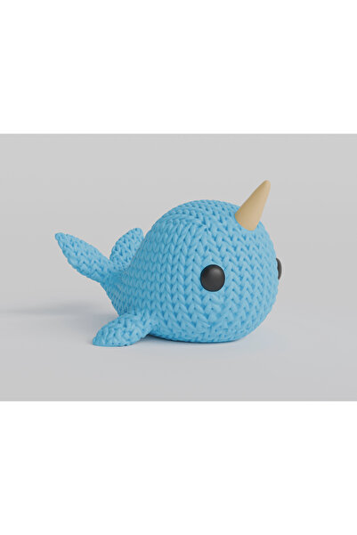 Phigo El Yapımı Görünümlü Narval Figürü - 10 cm Dekoratif Heykelcik Deniz Canlısı