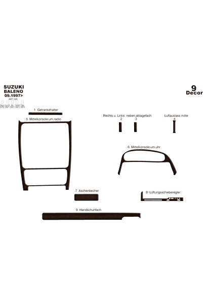 Marscockpitdesign سوزوكي بالينو وحدة التحكم-تغطية التوربو 1997-2006 9 قطع