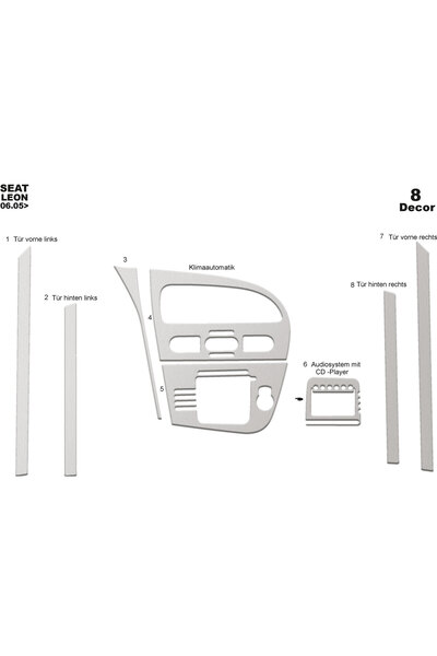 Marscockpitdesign 8 قطع لسيارة سيات ليون كونسول-توربيدو 2005 - 2010