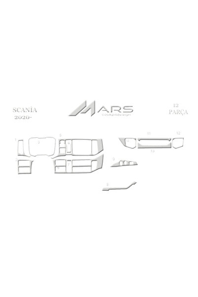 Marscockpitdesign Scania R Console-Torpedo Covering 2020- 12 Pieces