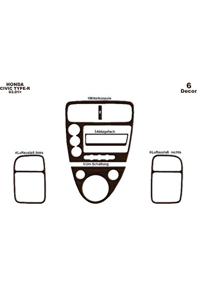 Marscockpitdesign هوندا سيفيك تايب R كربون مطلي 2001-2006 6 قطع