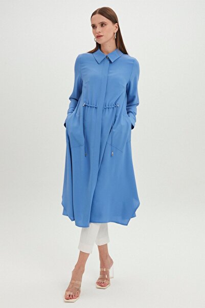 Zühre Сорочка з коміром і кишенями, довга, синя, одягається через голову Gç-0062