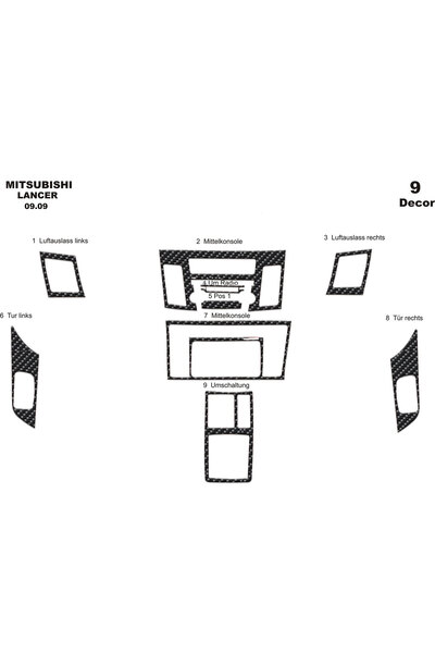 Marscockpitdesign ميتسوبيشي لانسر وحدة التحكم-تورد 2009 9 قطع