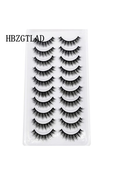 Choice1 10 أزواج 010 جديد 10 أزواج من الرموش الصناعية الناعمة والرقيقة ثلاثية الأبعاد المصنوعة يدويًا من فرو المنك الطبيعي