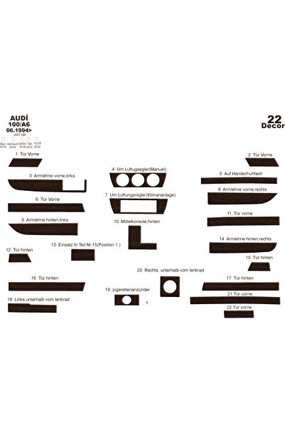 Marscockpitdesign أودي 100 A6 وحدة التحكم-توبيردو 1994-1997 22 قطعة