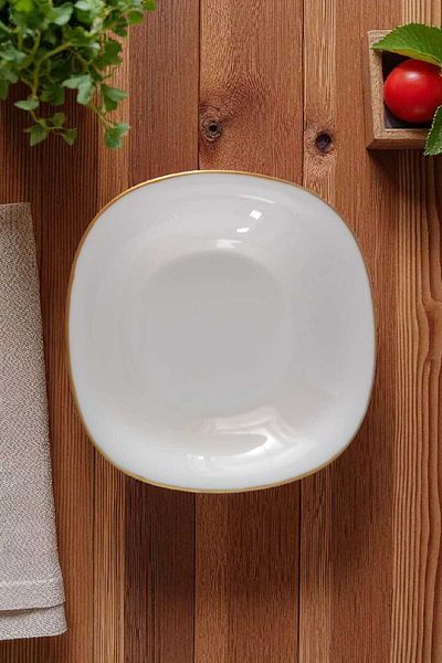 Luminarc طبق عشاء كارين أبيض مطلي بالذهب 6 قطع 21 سم
