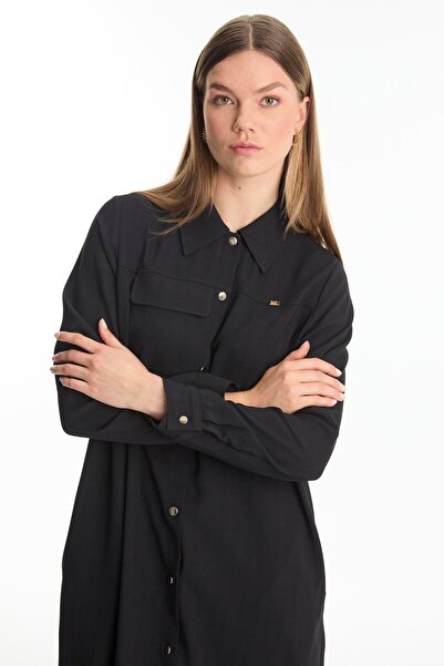 Zühre Pocket Detailed Belted Black Wear Out Gç-0247