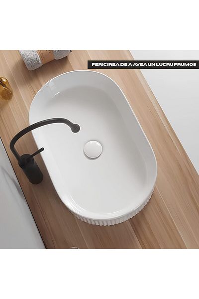 Rain Drop De la Robinetul Meu Bathroom countertop washbasin, oval, white, 50x32x12 cm