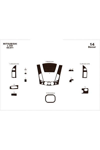 Marscockpitdesign ميتسوبيشي L200 4X2 كونسول-توربيد 2007 14 قطعة