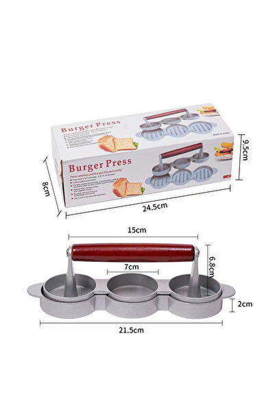 Choice3 مكبس برجر بثلاثة أقسام، أداة لتحضير البرجر من الألومنيوم، مناسب للمطب...