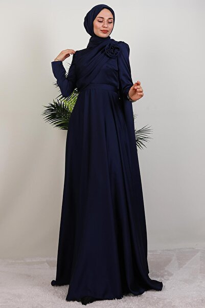 giz astore Alaz Saten Gül Abiye Lacivert