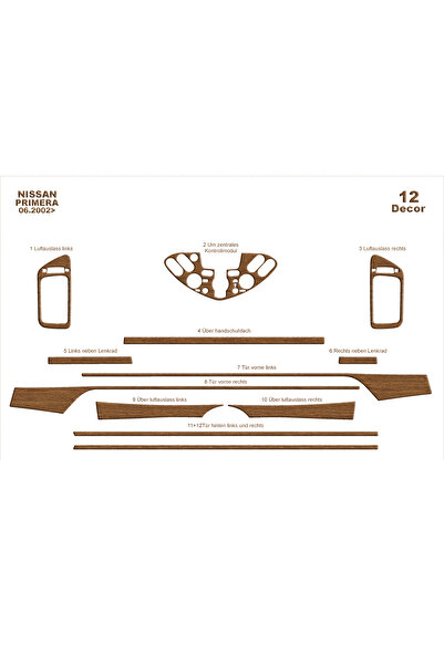 Marscockpitdesign نيسان بريميرا وحدة التحكم-توبوردو 2002-2006 12 قطعة