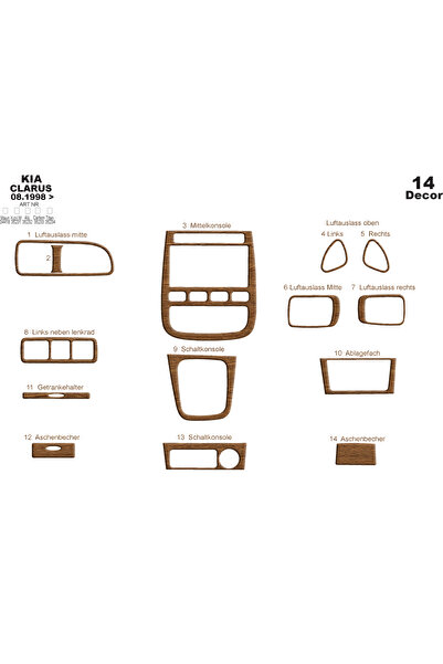 Marscockpitdesign كيا كلاروس وحدة التحكم-توبيردو 1998 14 قطعة