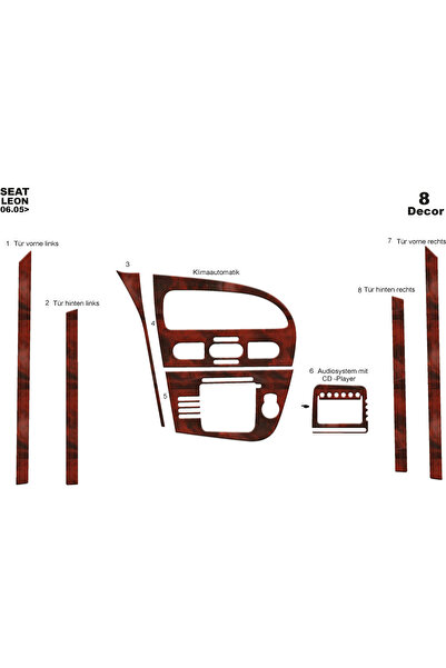Marscockpitdesign 8 قطع لسيارة سيات ليون كونسول-توربيدو 2005 - 2010