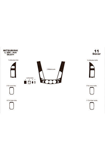 Marscockpitdesign ميتسوبيشي L200 4X4 كونسول-توربيدو 2007 11 قطعة