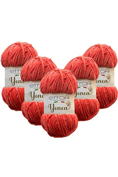 Etrofil Clover Velvet Hand Knitting Yarn 5 Pieces 70216 Coral