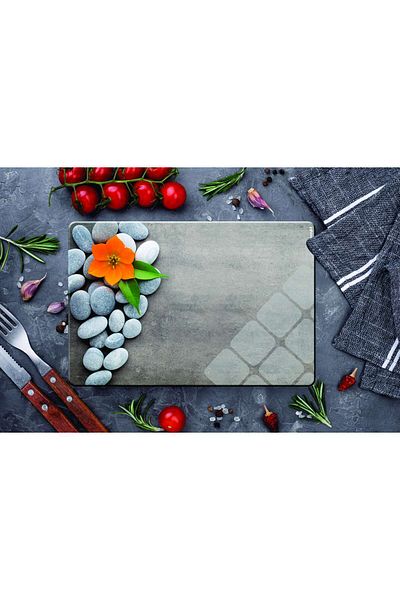 CONCEPT CAM Glass Cutting Board and Presentation Holder, Set (20X30 and 25X35 cm), 4 Mm, Colorful Pattern