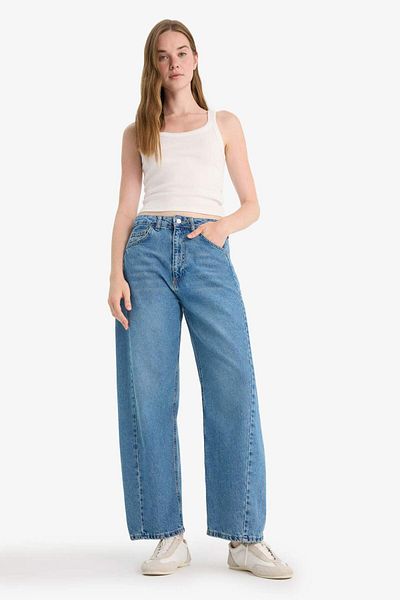 DeFacto Barrel Fit Ψηλόμεσο Παντελόνι Jean Washed F7652AX25AU